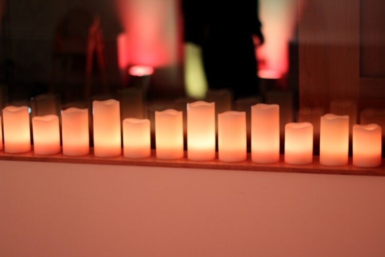 Candles decorating an empty space