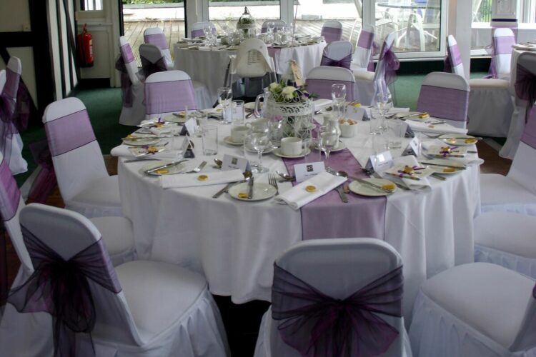 Chair covers at Bushey wedding reception