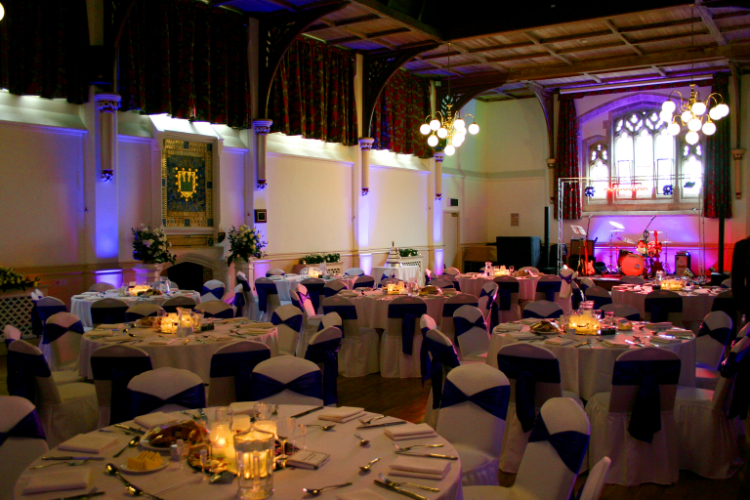 Band lighting, chair covers. uplighting & DJ in Berkhamsted Town Hall