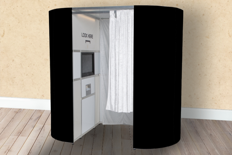 Plain black photobooth for herts wedding