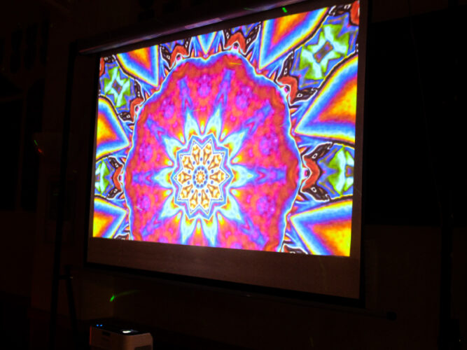 Projecting moving visuals on to a screen