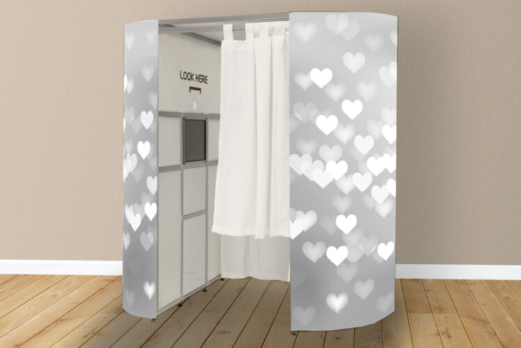 Silver grey hearts photo booth