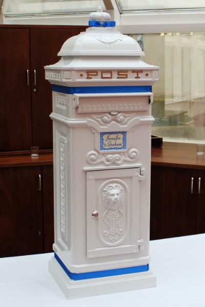 Post box for wedding at Hitchin Priory, Herts